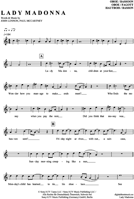 Produktbild zu: Lady Madonna The Beatles