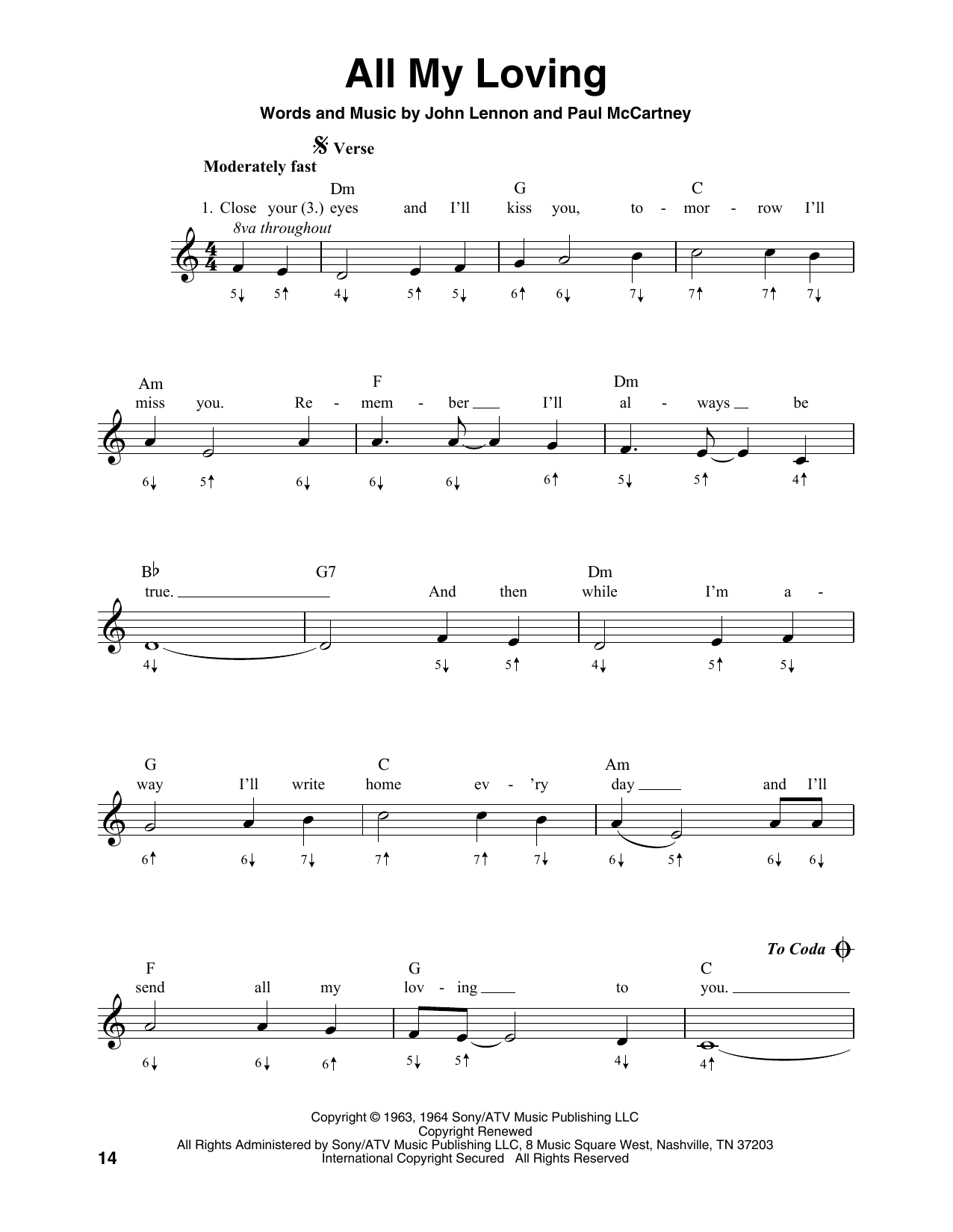 Product gallery: Page 1 of 1 All My Loving, The Beatles