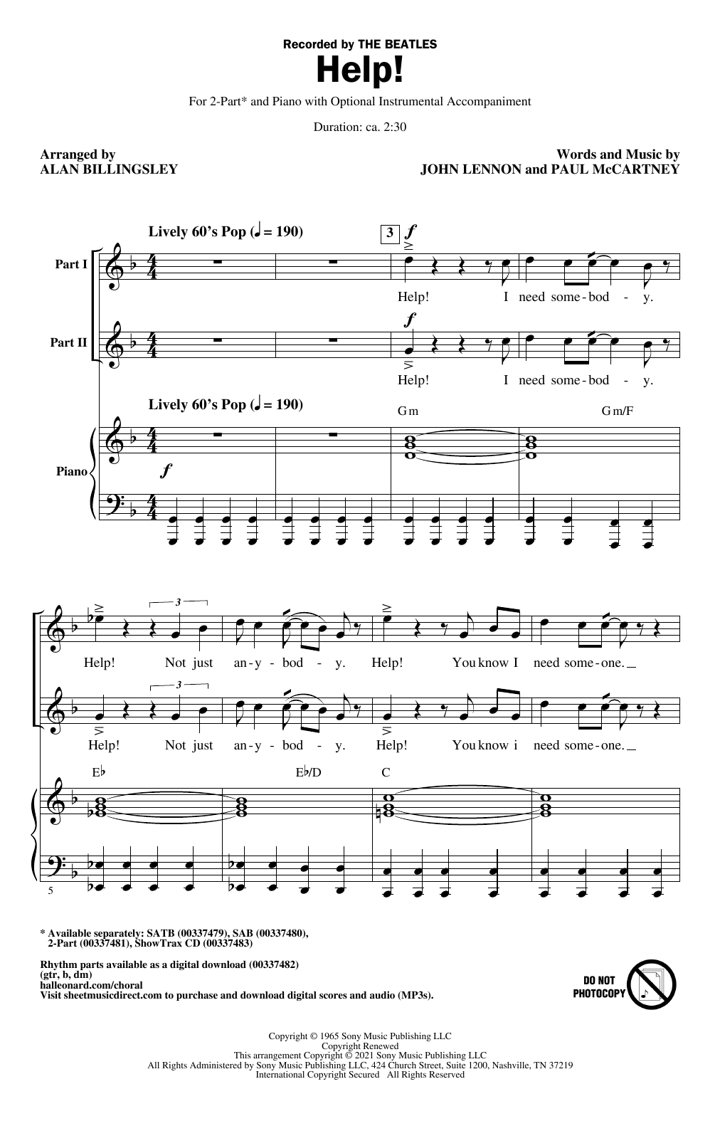 Product picture to: Help! (arr. Alan Billingsley)
