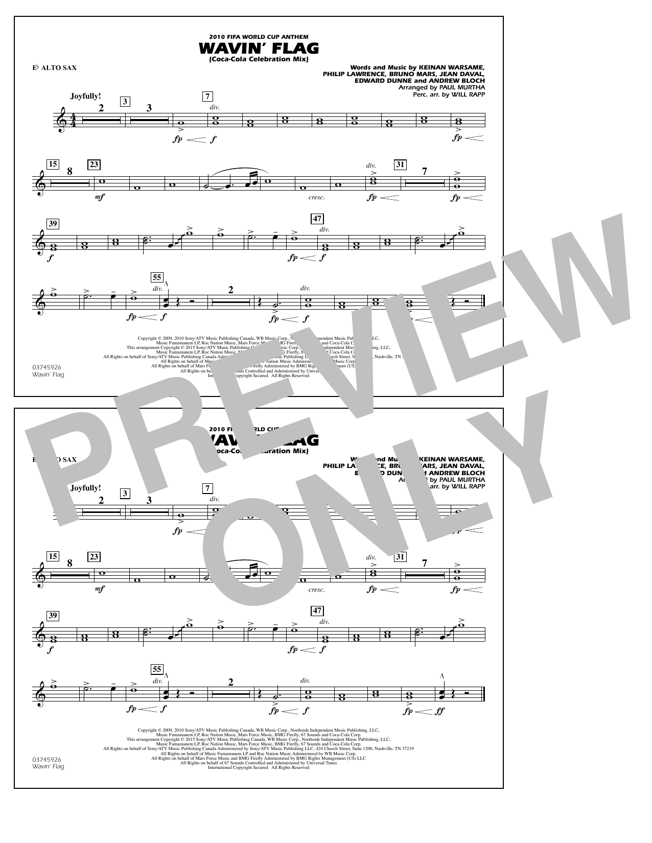 Product picture to: Wavin' Flag - Eb Alto Sax