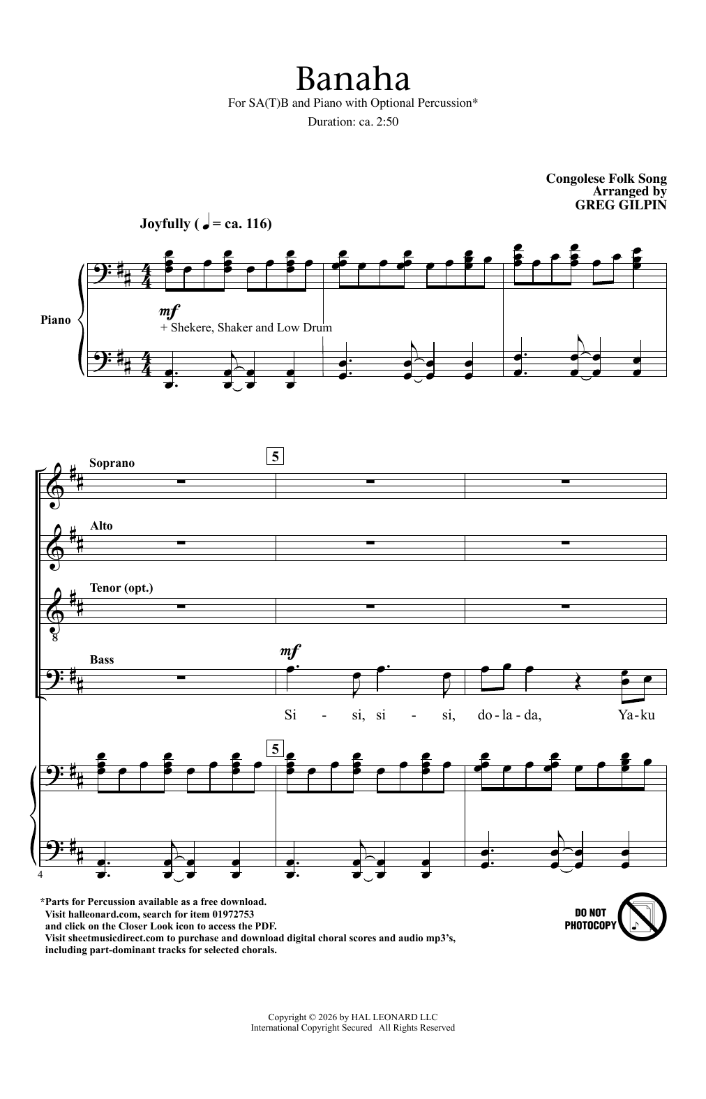 Produktgalerie: Seite 1 von 1 Banaha, Congolese Folk Song, Chor