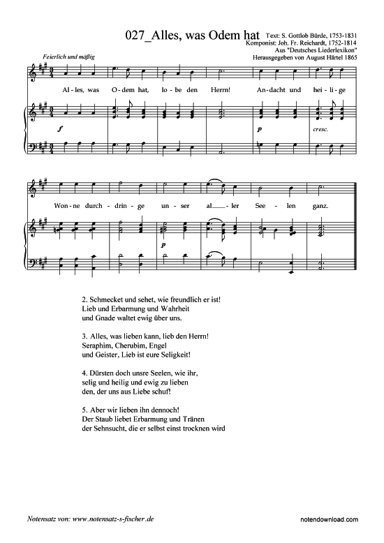 Produktbild zu: Alles, was Odem hat Joh. Fr. Reichardt, 1752-1814 / S. Gottlob Bürde, 1753-1831