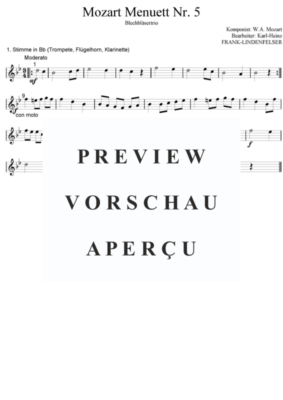 Produktgalerie: Seite 4 von 11 Mozart Menuett Nr. 5, , Blechbläsertrio