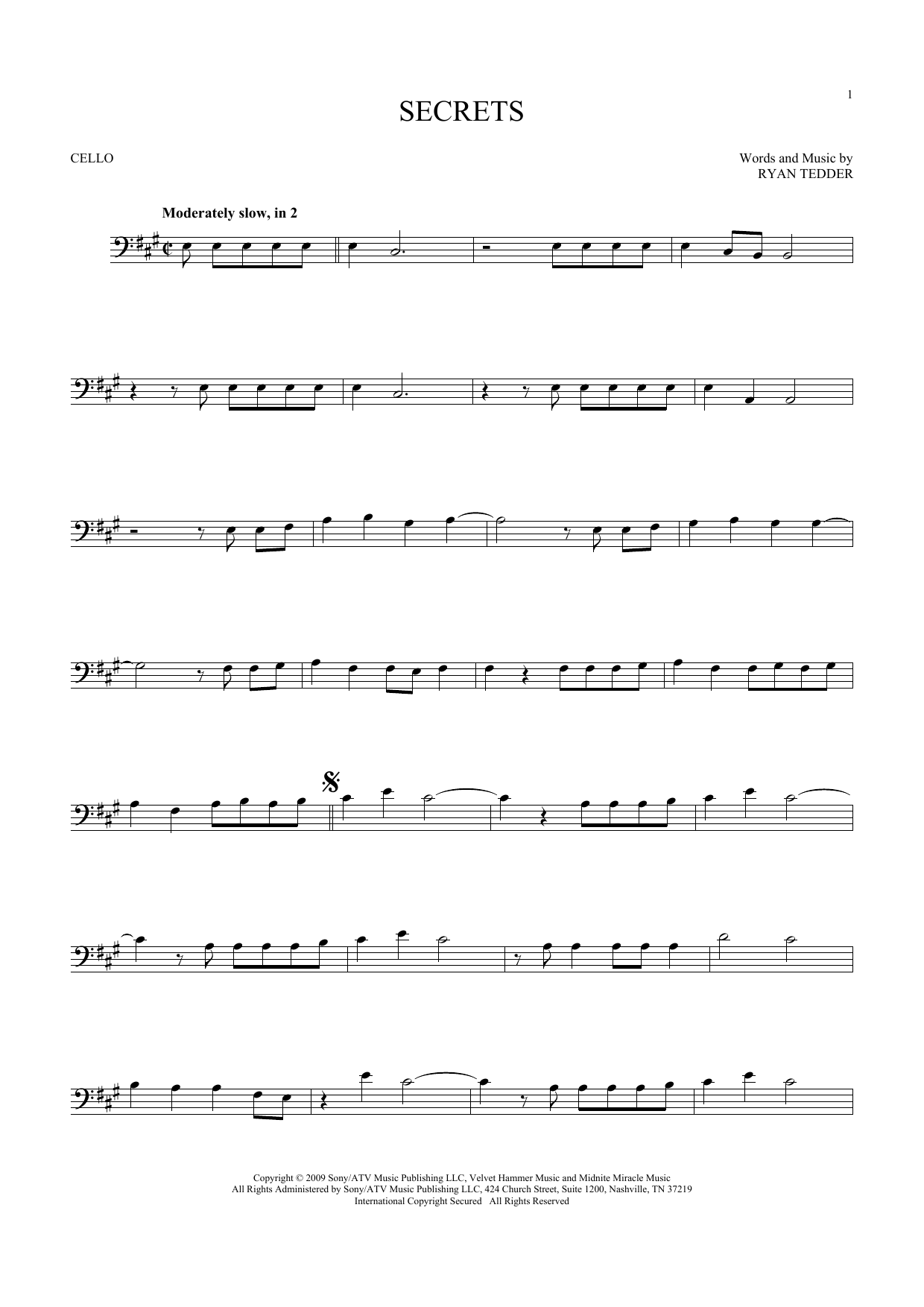 Produktgalerie: Seite 1 von 1 Secrets, OneRepublic, Violoncello