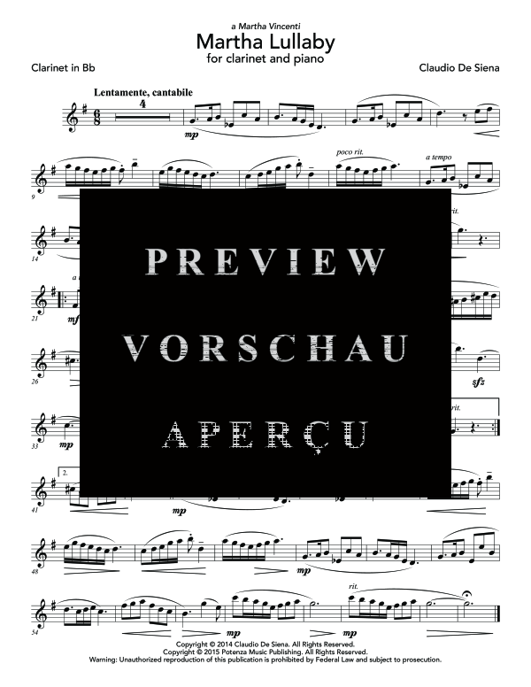 Product gallery: Page 9 of 10 Martha Lullaby, , (clarinet in Bb and piano)