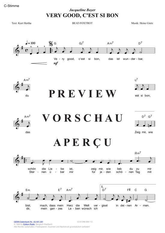Produktgalerie: Seite 3 von 11 Very good, c'est si bon , Boyer, Jacqueline, (Melodie-Stimmen in C/B/Es)