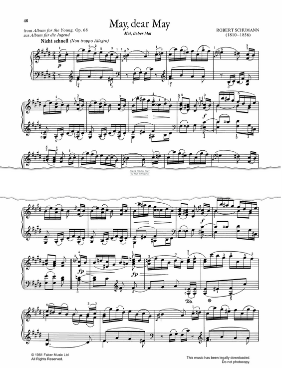 Produktgalerie: Seite 1 von 1 May, Dear May (from 'Album for the Young, Op.68'), Robert Schumann, Klavier