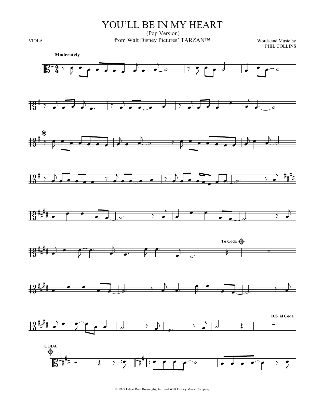 Product gallery: Page 1 of 1 You'll Be In My Heart (Pop Version) (from Tarzan), Phil Collins