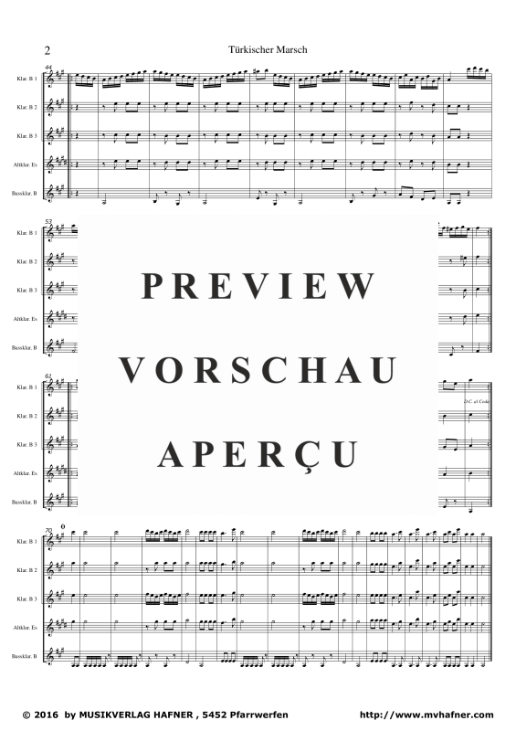 Product gallery: Page 6 of 11 Türkischer Marsch, , (Clarinet Quintet)