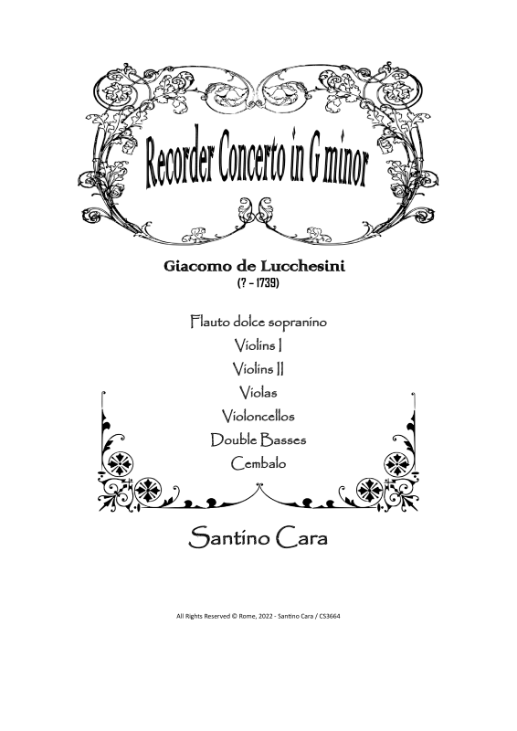 Produktbild zu: Recorder Concerto in G minorGiacomo de Lucchesini