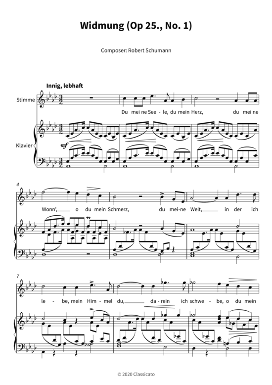 Product picture to: Widmung (Op 25., No. 1) Robert Schumann