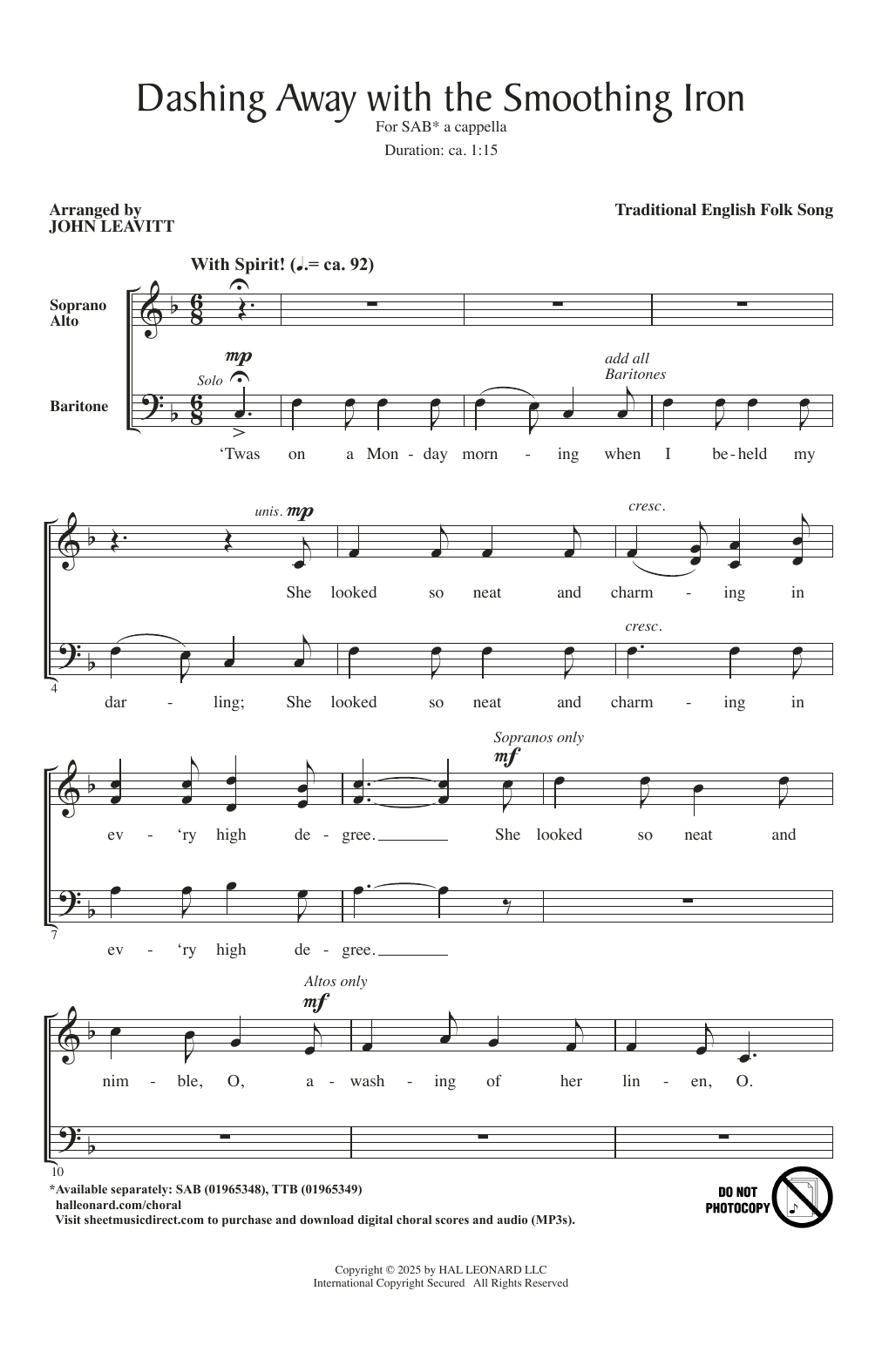 Produktgalerie: Seite 1 von 1 Dashing Away With The Smoothing Iron (arr. John Leavitt), Traditional English Folk Song, Chor