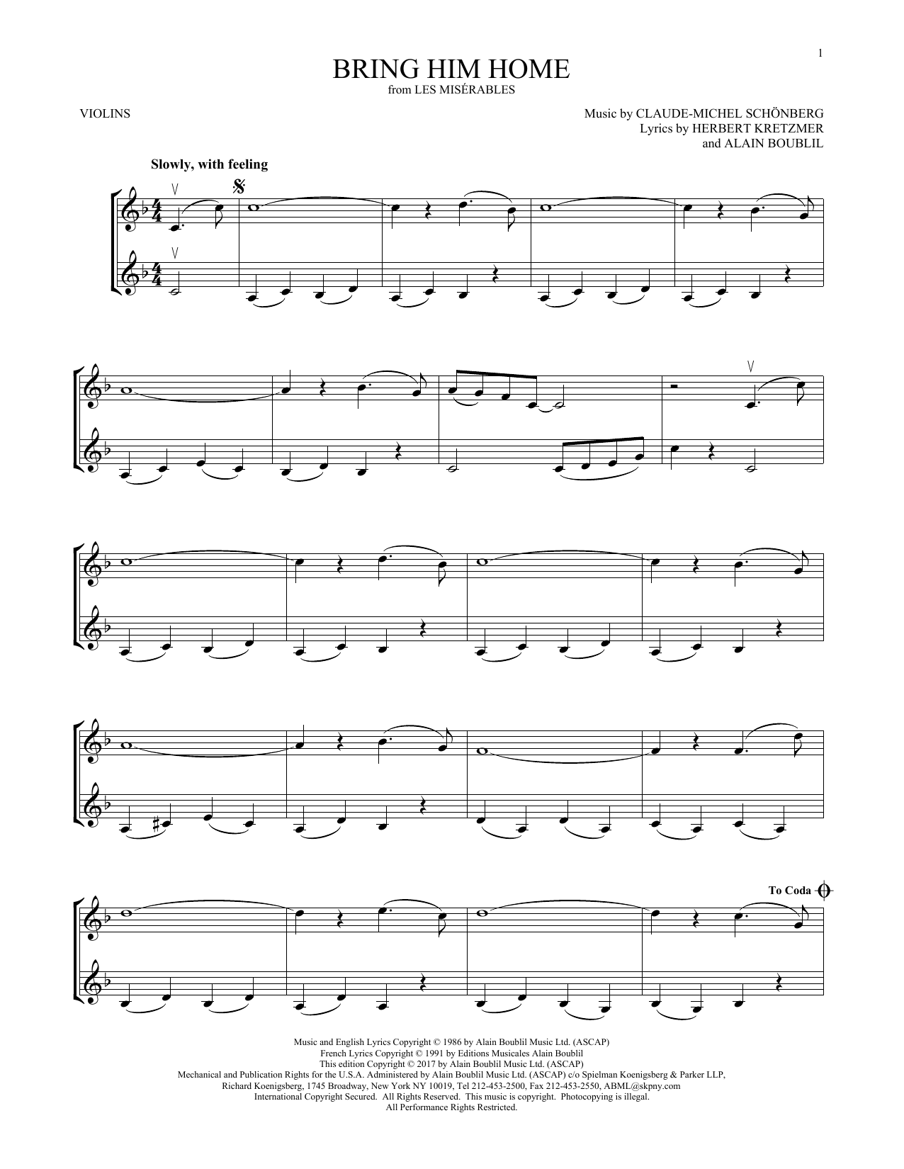 Product gallery: Page 1 of 1 Bring Him Home, Claude-Michel Schonberg