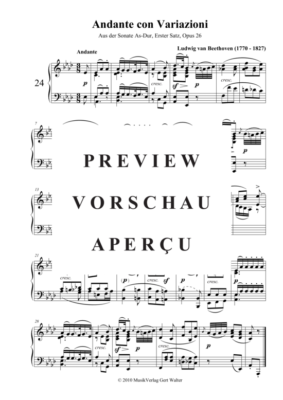 Produktbild zu: Andante con Variazioni Ludwig van Beethoven
