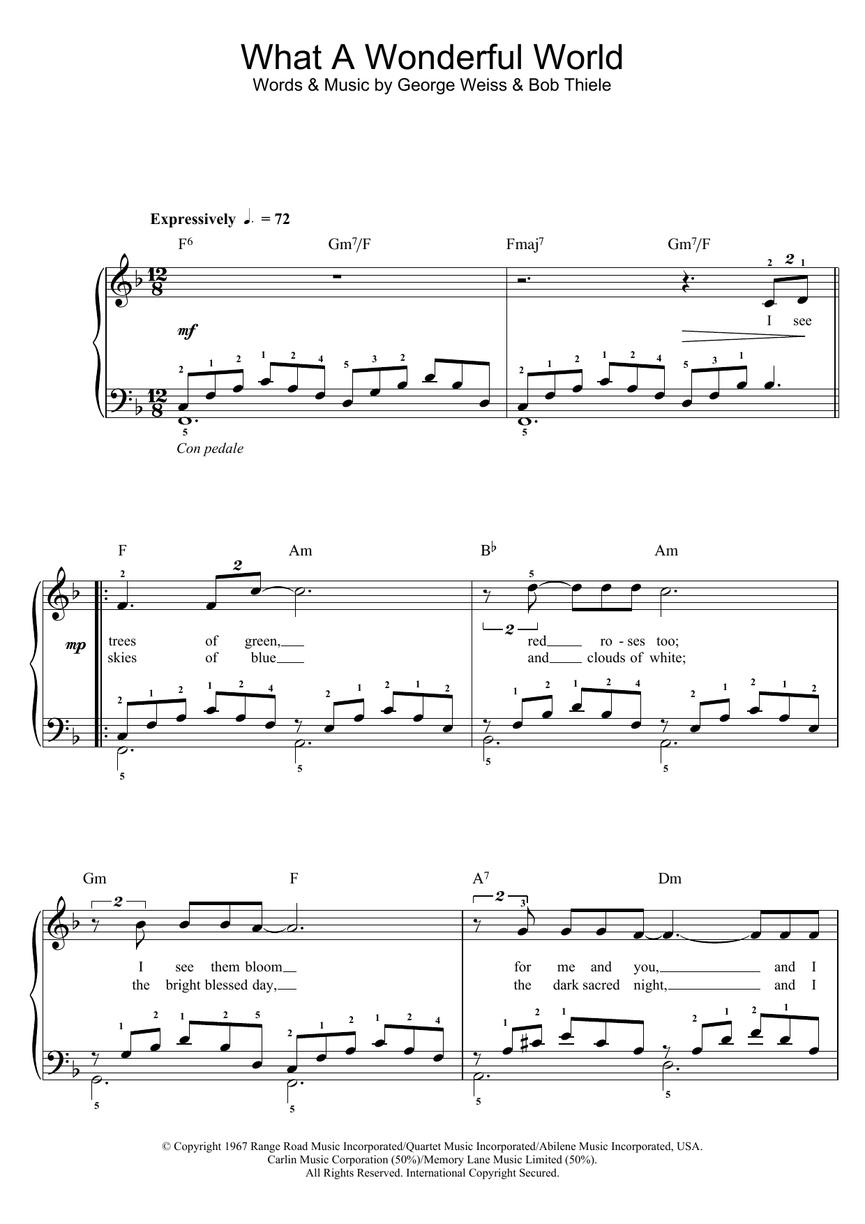 Produktgalerie: Seite 1 von 1 What A Wonderful World, Louis Armstrong, Klavier