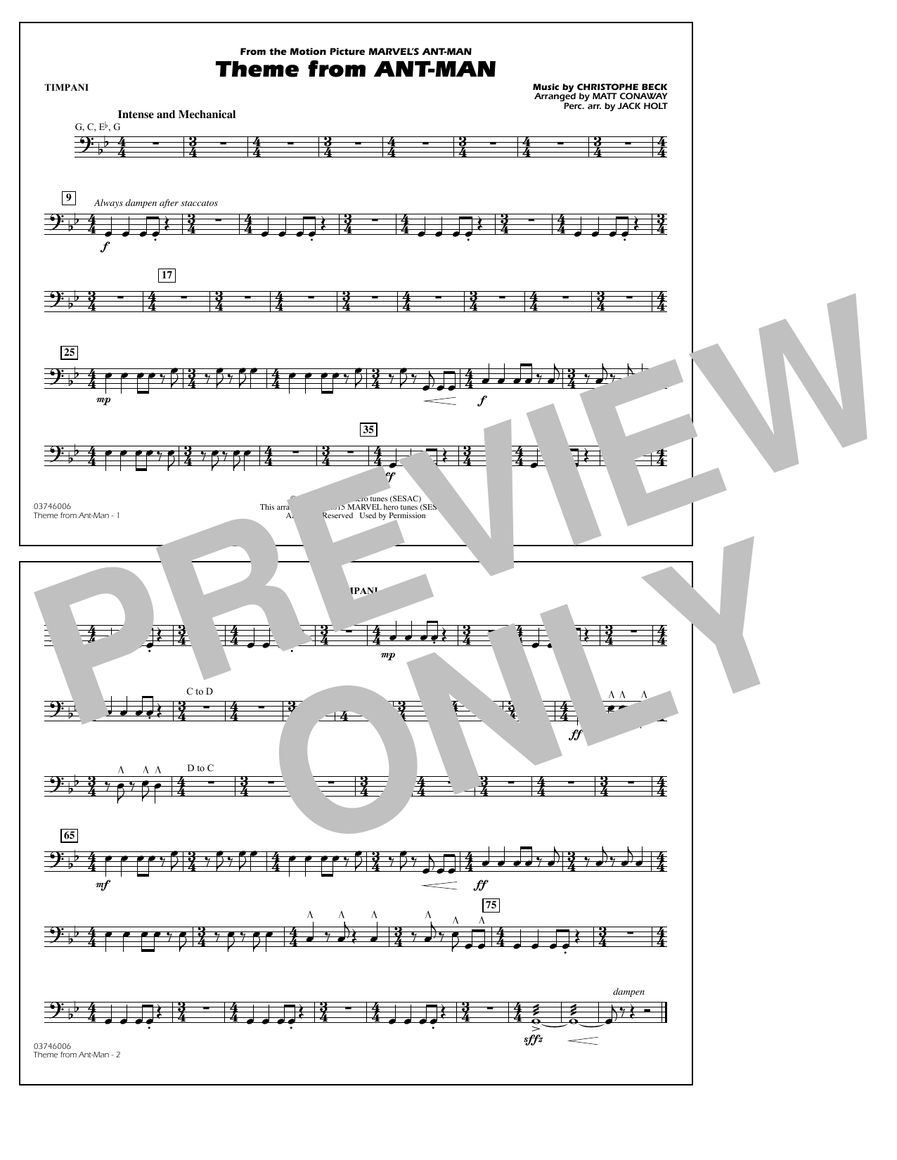 Product picture to: Theme from Ant-Man (Arr. Matt Conaway) - Timpani