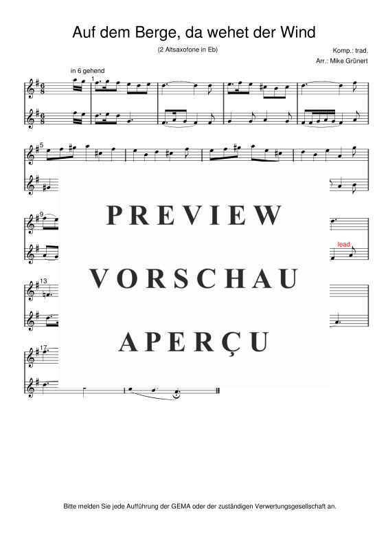 gallery: Deutsche Weihnachtslieder, , 15 Duette für 2 Alt Saxophone oder Instrumente in Es
