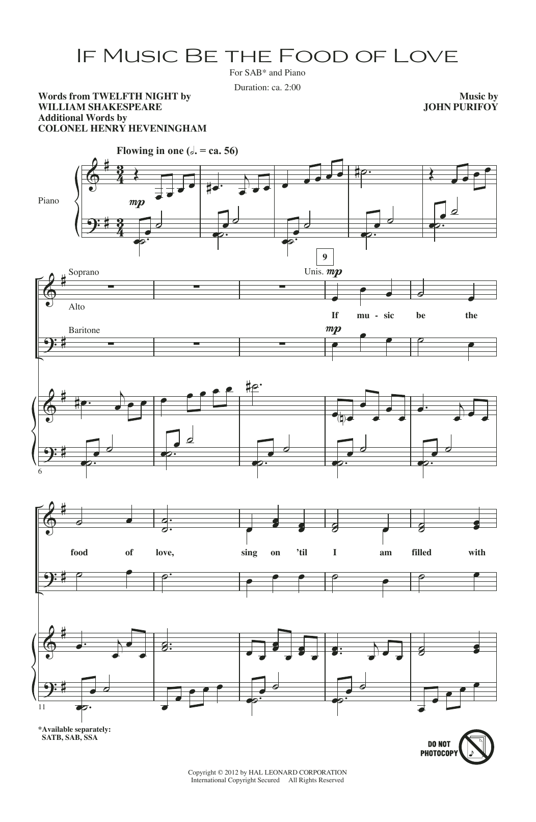 Product picture to: If Music Be The Food Of Love (from Shakespeare's Twelfth Night)