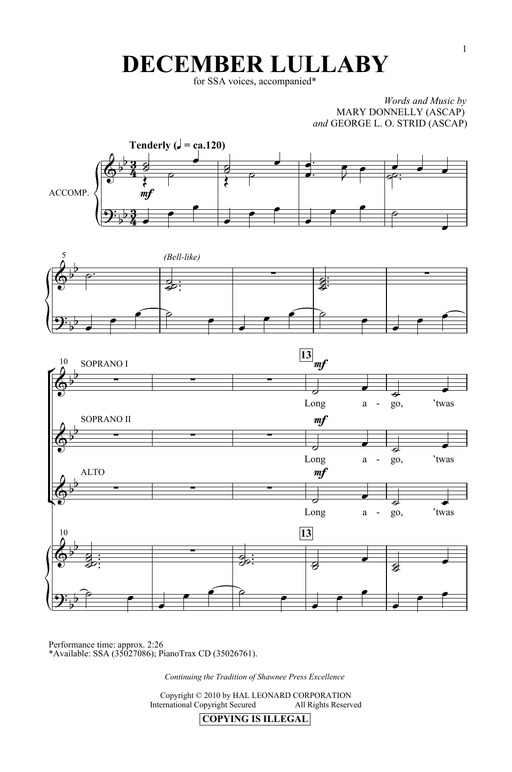 Product gallery: Page 1 of 1 December Lullaby, Mary Donnelly & George L.O. Strid