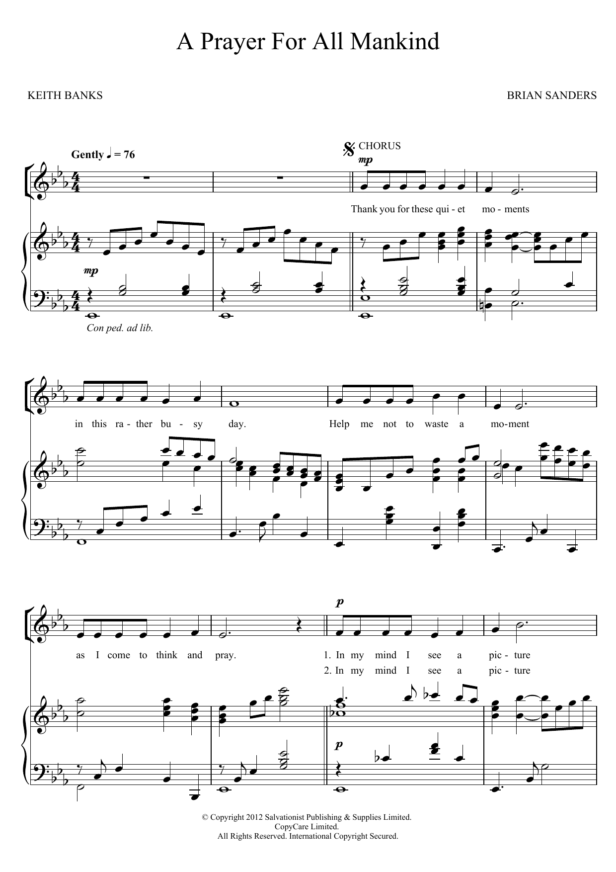 Produktgalerie: Seite 1 von 1 A Prayer For All Mankind, The Salvation Army, Gesang, Gitarre, Klavier