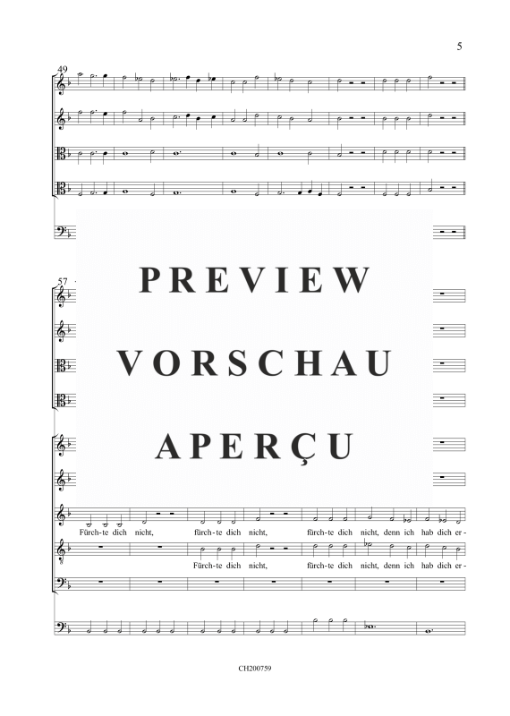 gallery: Fürchte dich nicht - Concerto à 10, , Gemischtes Ensemble SSATB, 2 Violinen, 2 Violen und BC