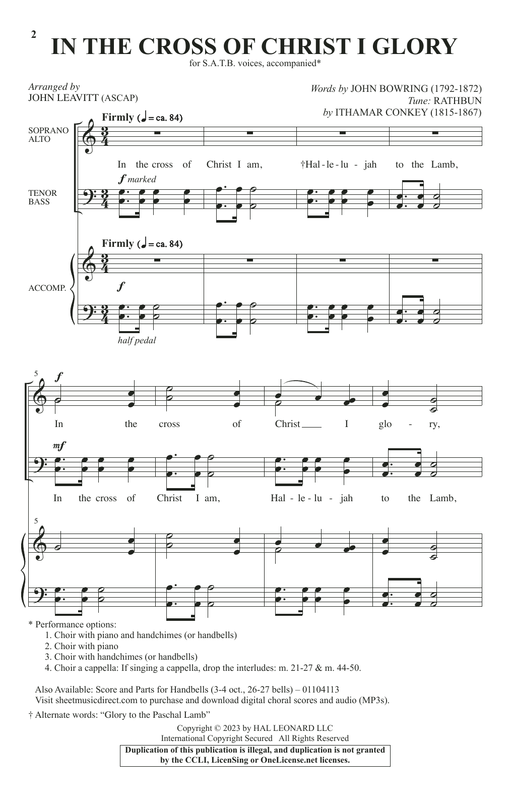 Product picture to: In The Cross Of Christ I Glory (arr. John Leavitt)