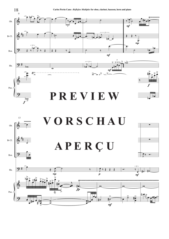 Produktgalerie: Seite 19 von 21 Refejos Multiples , , (Oboe, Klarinette, Fagott, Horn + Klavier)