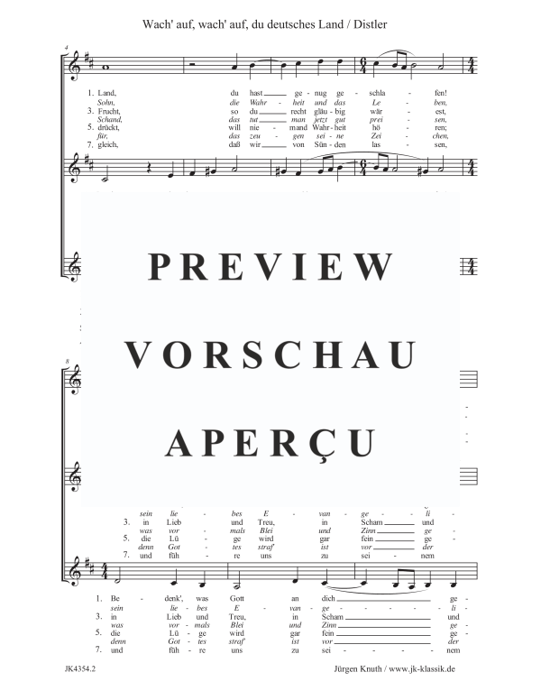 Produktgalerie: Seite 3 von 5 Wach´ auf, wach´ auf, du deutsches Land (Der Jahrkreis, Op,5 Nr.40), , Frauenchor SSA