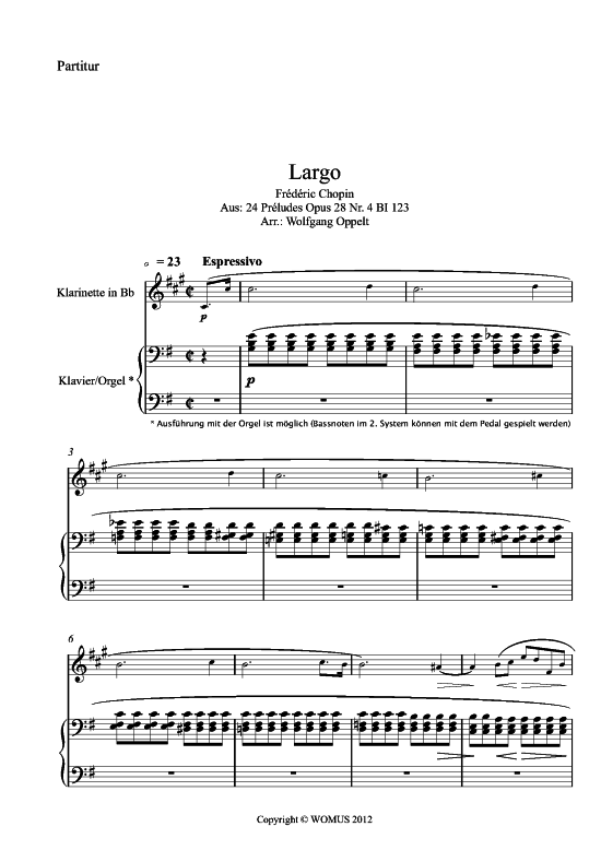 Product picture to: Largo op. 28 Nr. 4 Frederic Chopin (arr. WO)