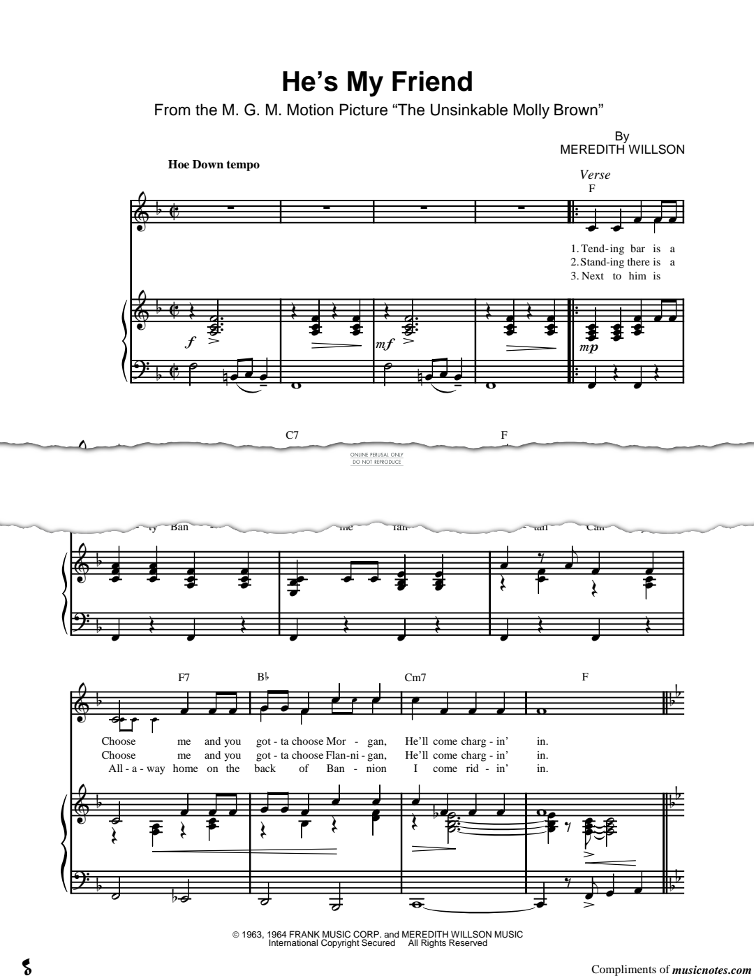 Produktgalerie: Seite 1 von 1 He's My Friend, Meredith Willson, Gesang, Gitarre, Klavier