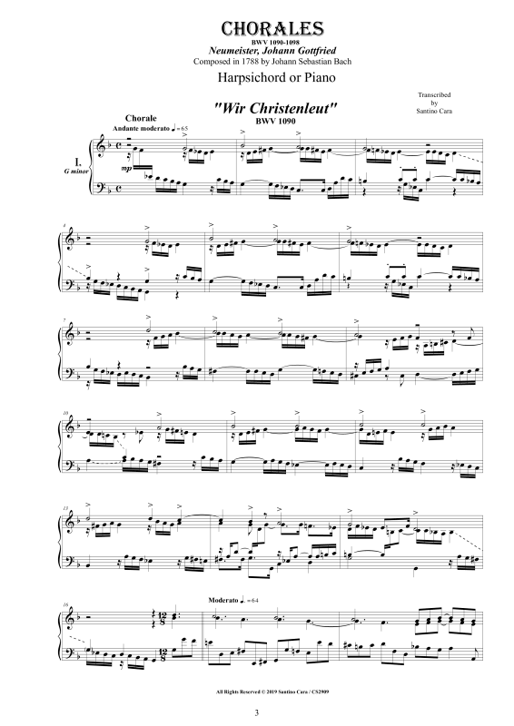 Produktgalerie: Seite 1 von 11 9 Choräle Neumeister BWV 1090 - 1098, , Cembalo/Klavier Solo