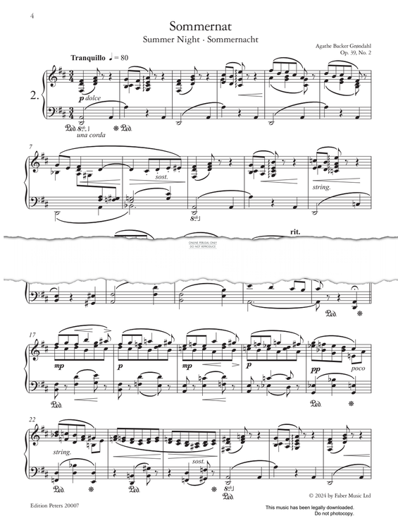 Produktgalerie: Seite 1 von 1 Sommernat (Summer Night) Op.39, No.2, Agathe Backer Grøndahl, Klavier