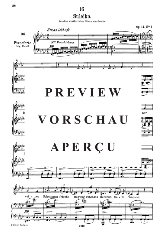 Product gallery: Page 2 of 7 Suleika I, D.720 Was bedeutet die Bewegung?, , Low Voice and Piano