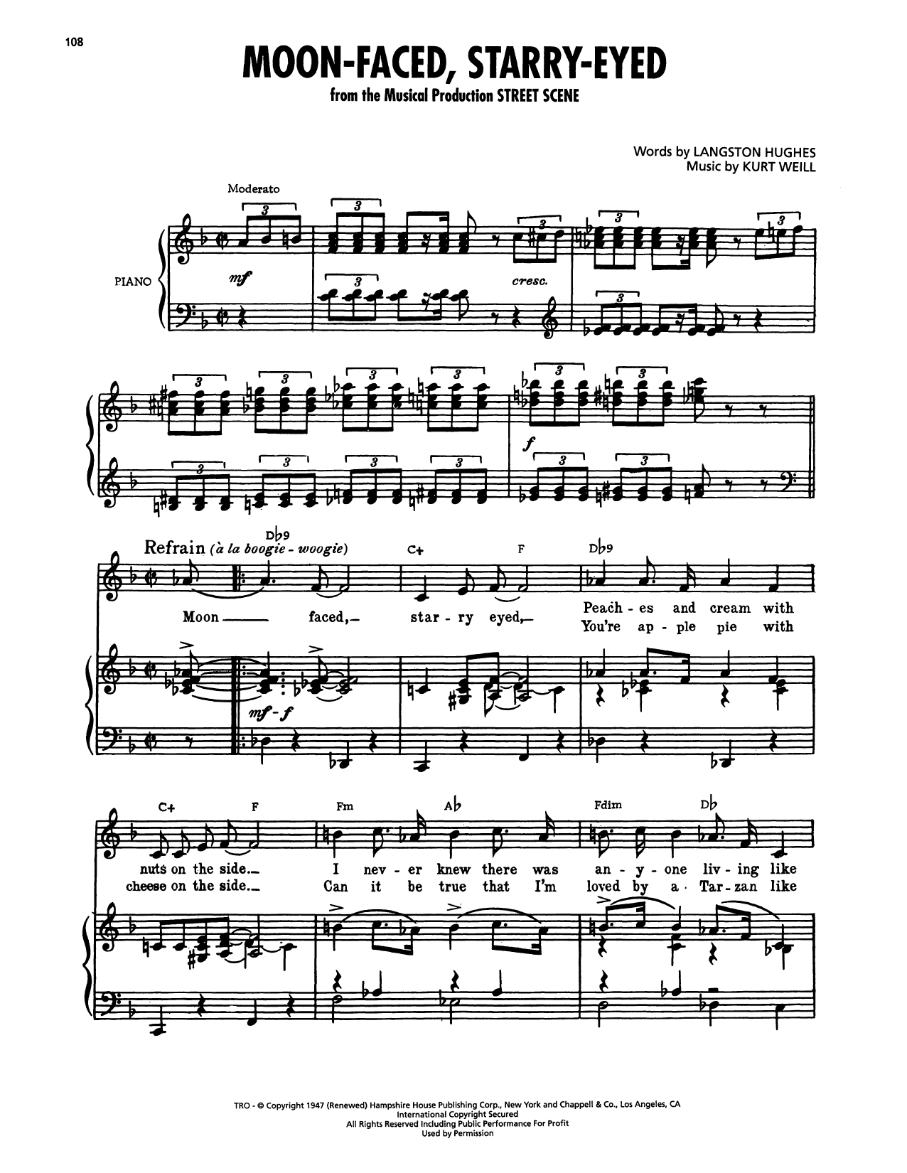 Produktgalerie: Seite 1 von 1 Moon-Faced, Starry-Eyed (from Street Scene), Langston Hughes, Gesang, Gitarre, Klavier