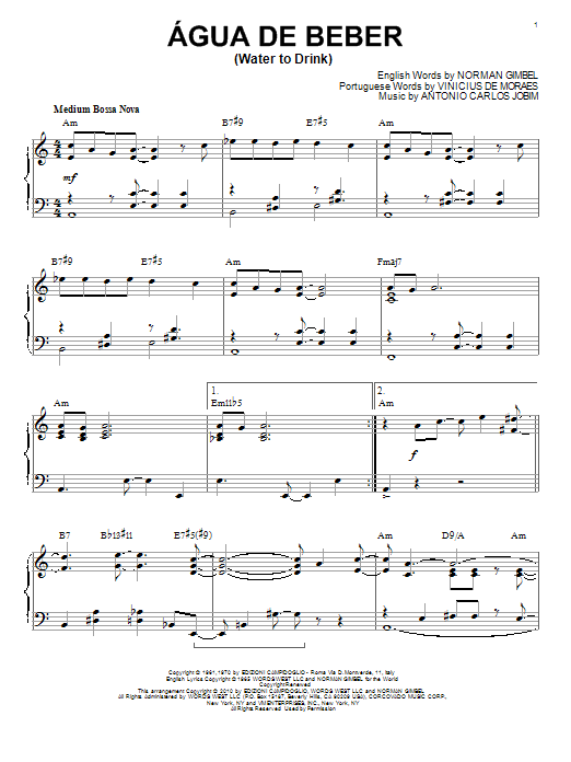 Product gallery: Page 1 of 1 Agua De Beber (Water To Drink) [Jazz version] (arr. Brent Edstrom), Antonio Carlos Jobim