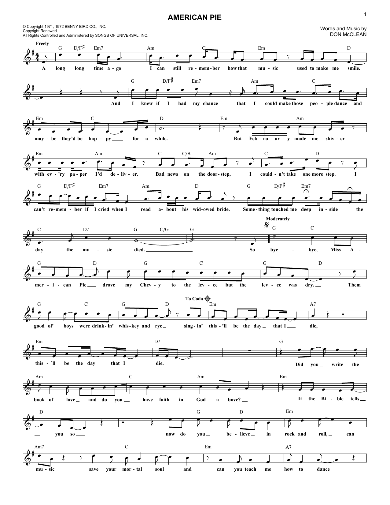 Produktgalerie: Seite 1 von 1 American Pie, Don McLean