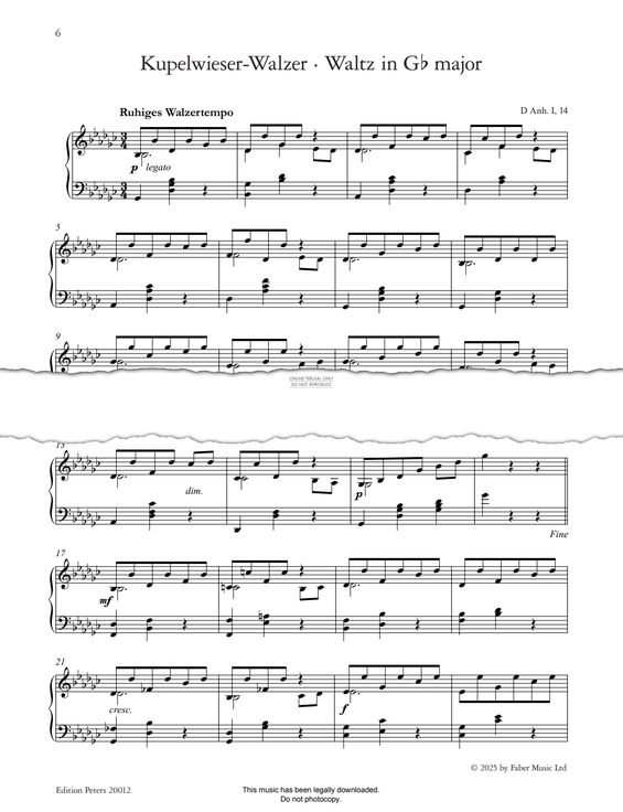 Produktgalerie: Seite 1 von 1 Waltz in G-Flat Major, D. Anh.I/14, Franz Schubert, Klavier