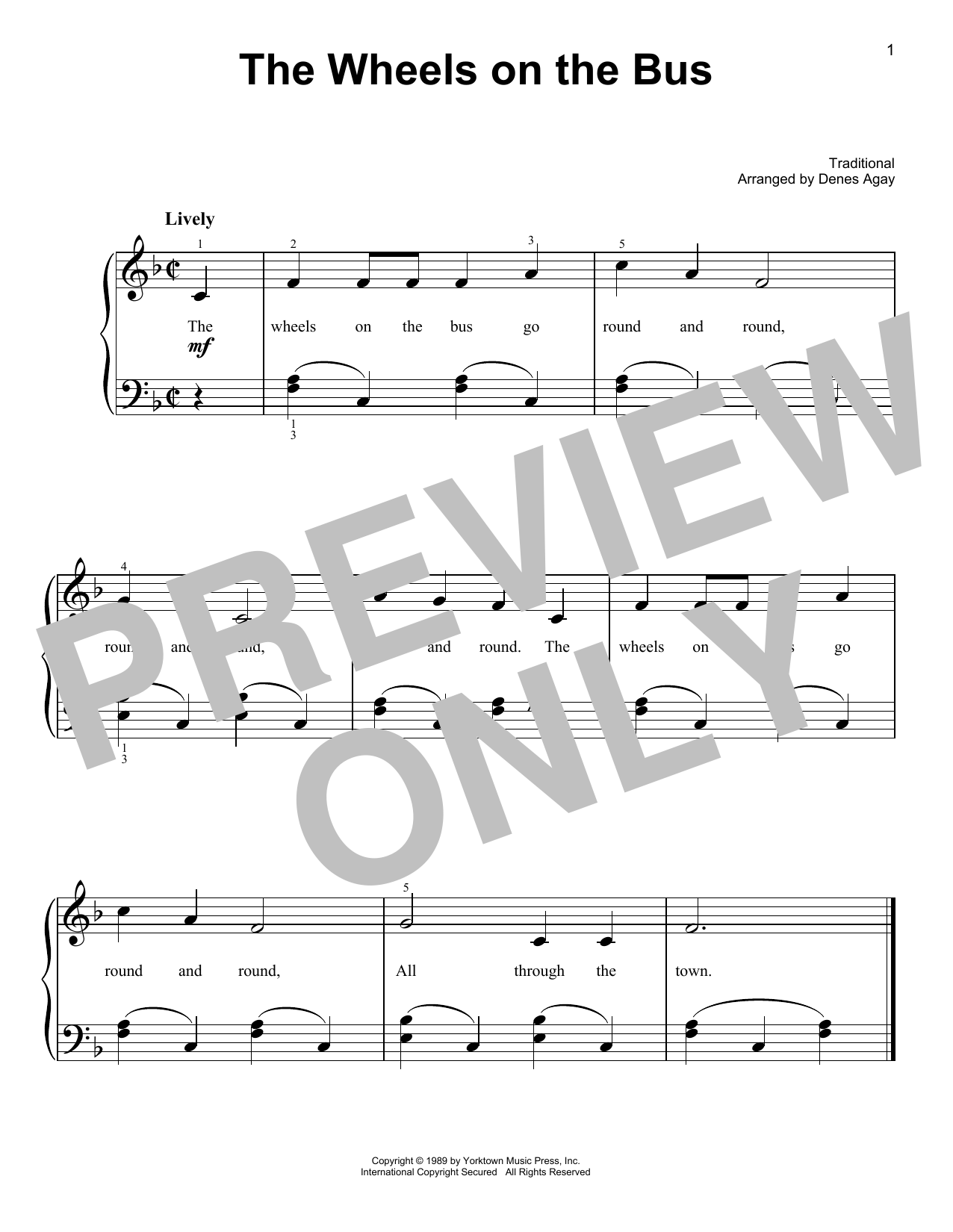 Product picture to: The Wheels On The Bus (arr. Denes Agay)