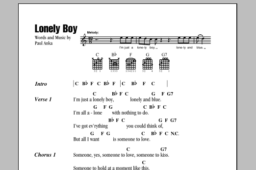 Produktgalerie: Seite 1 von 1 Lonely Boy, Paul Anka, Gitarre