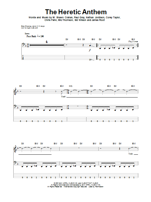 Produktgalerie: Seite 1 von 1 The Heretic Anthem, Slipknot, E-Bass