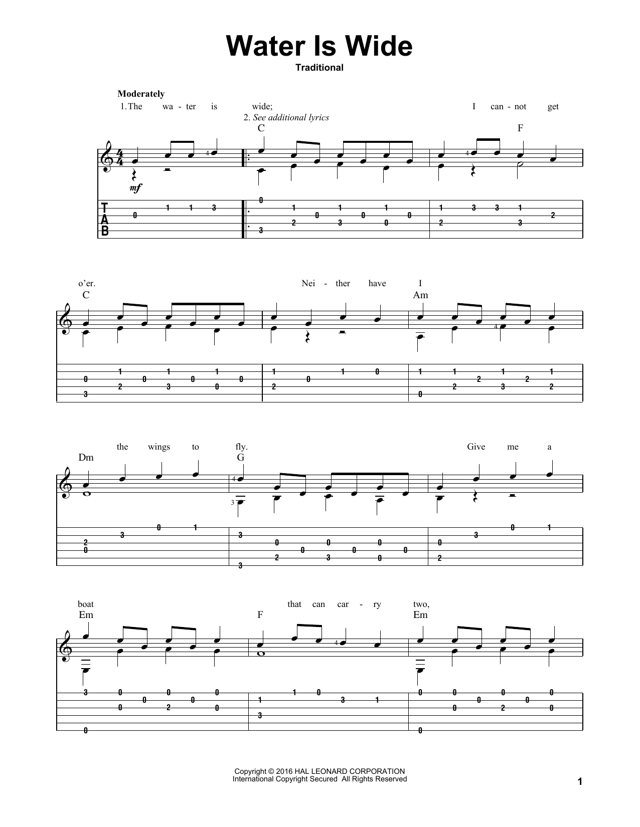 Produktgalerie: Seite 1 von 1 Water Is Wide (arr. Mark Phillips), Traditional, Gitarre
