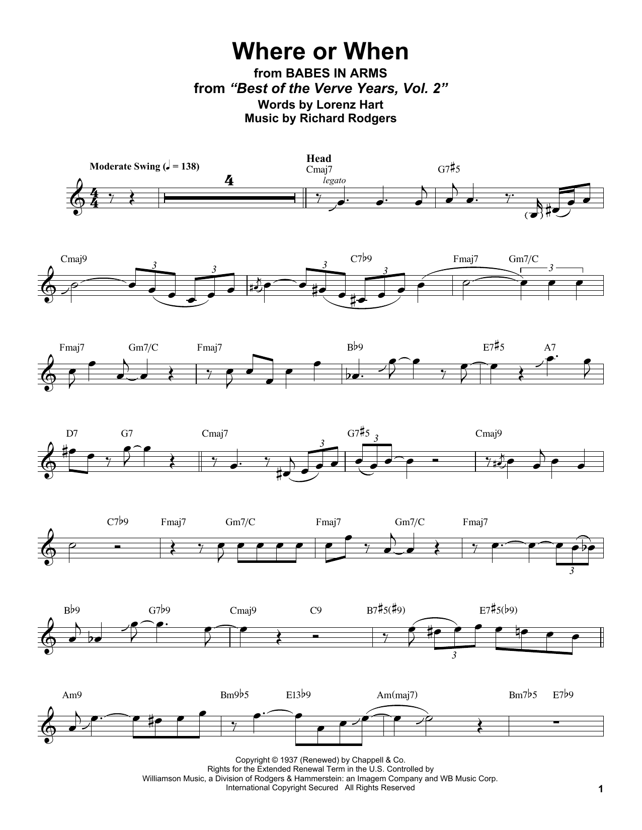 Product gallery: Page 1 of 1 Where Or When (from Babes In Arms), Stan Getz