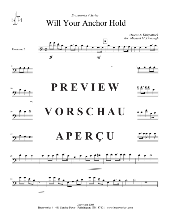 gallery: Will Your Anchor Hold , , (Posaunen-Quartett)