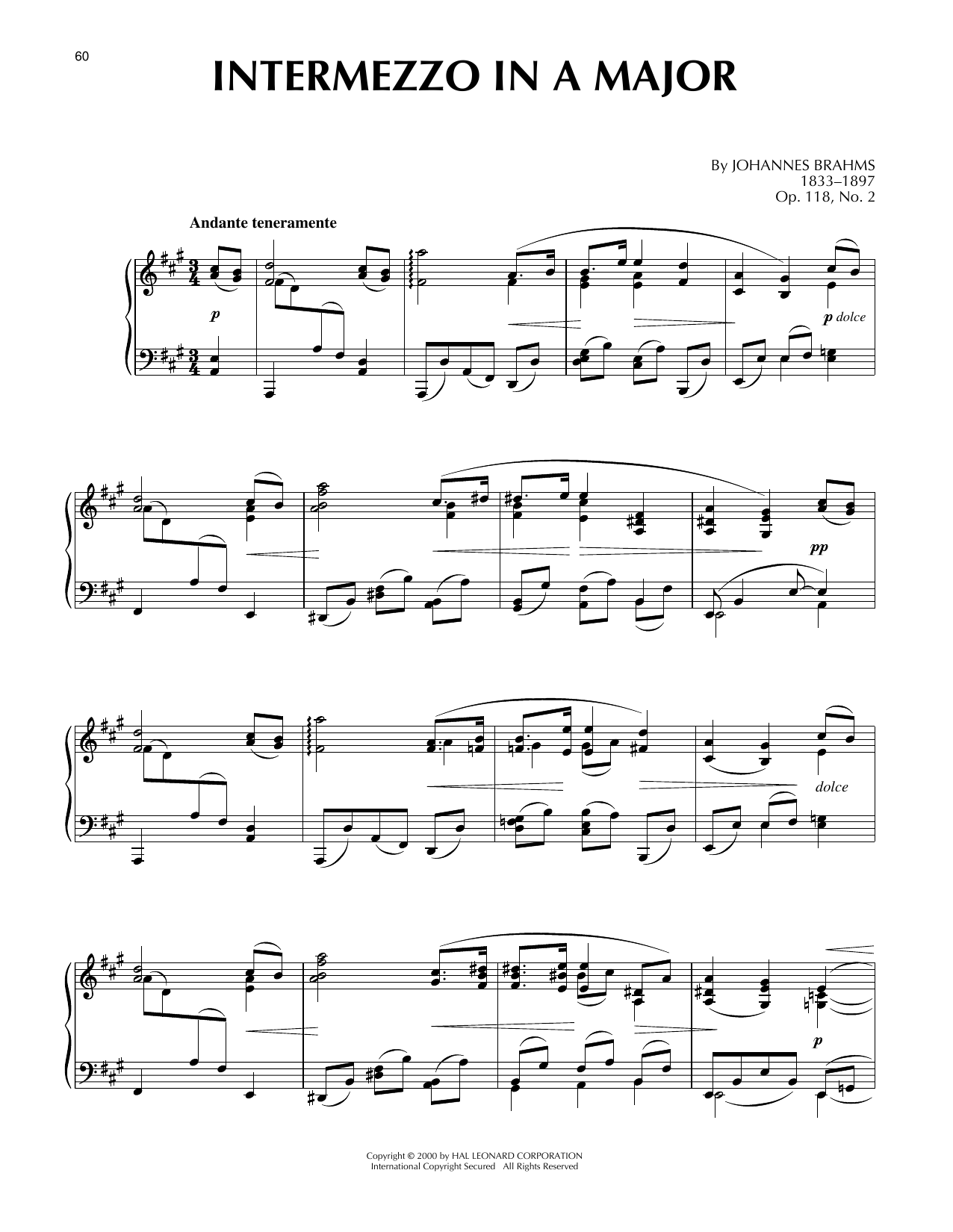 Produktgalerie: Seite 1 von 1 Intermezzo In A Major, Op. 118, No. 2, Johannes Brahms, Klavier
