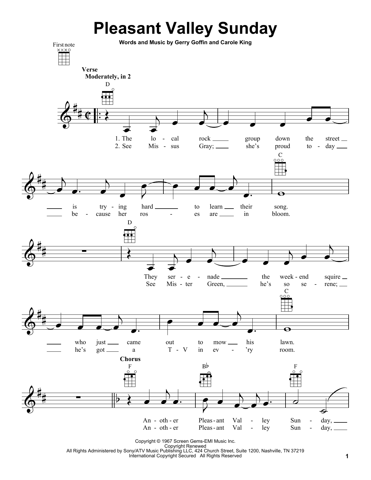 Product gallery: Page 1 of 1 Pleasant Valley Sunday, Carole King