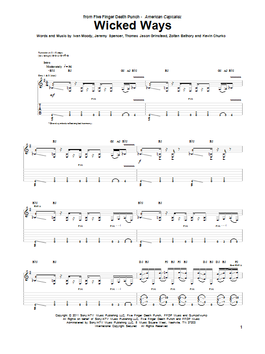 Produktgalerie: Seite 1 von 1 Wicked Ways, Five Finger Death Punch, Gitarre