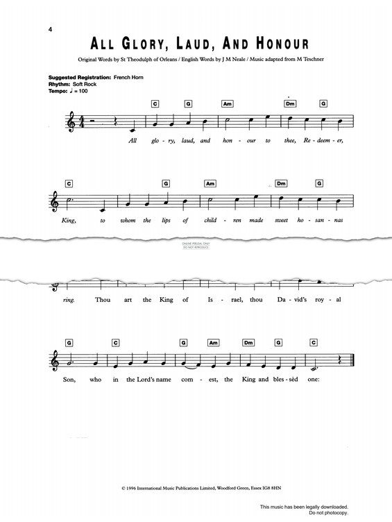 Produktgalerie: Seite 1 von 1 All Glory, Laud And Honour, Melchior Teschner, Gesang, Keyboard