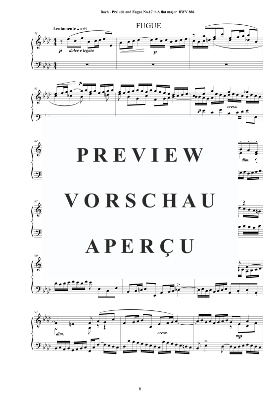 Product gallery: Page 7 of 10 Prelude and Fugue No. 17 in A flat major, BWV 886, , Solo Piano