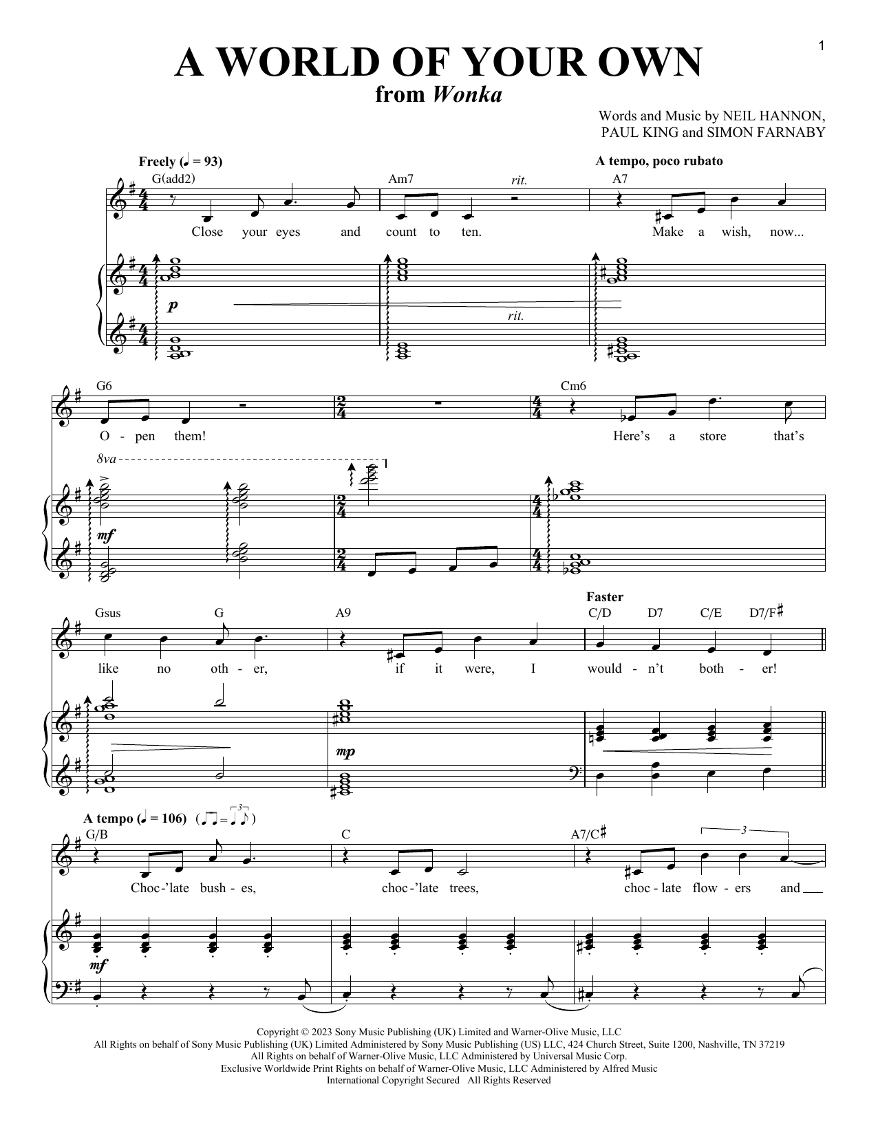 Produktgalerie: Seite 1 von 1 A World Of Your Own (from Wonka), Neil Hannon, Gesang, Klavier