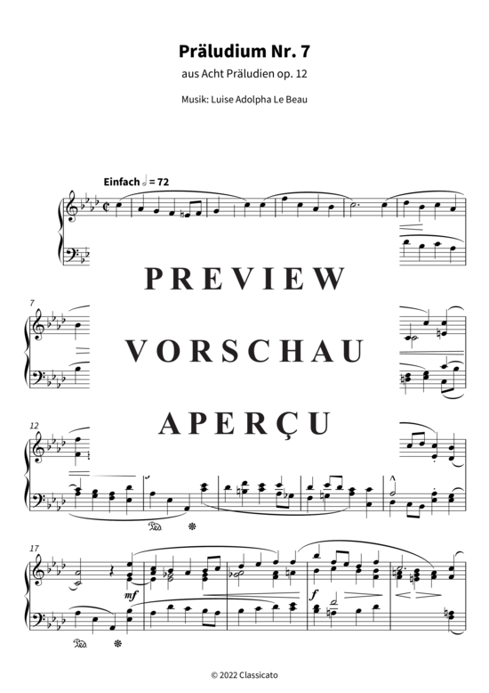 Produktbild zu: Präludium Nr. 7 (Aus Acht Präludien op. 12) Luise Adolpha Le Beau